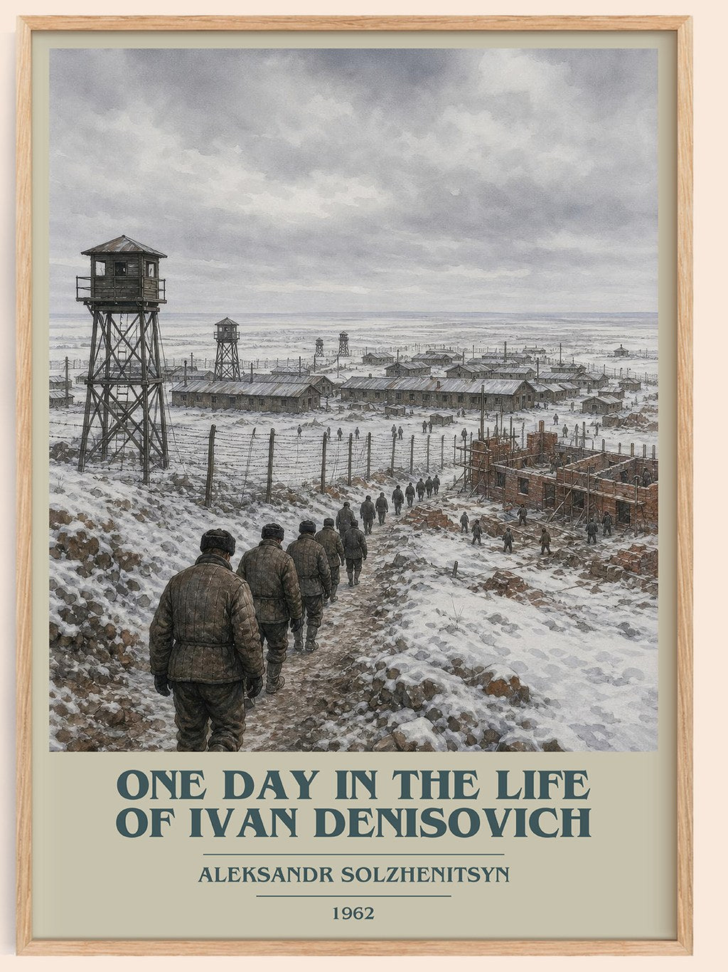 One Day in the Life of Ivan Denisovich book cover book poster by Aleksandr Solzhenitsyn – framed literary art print