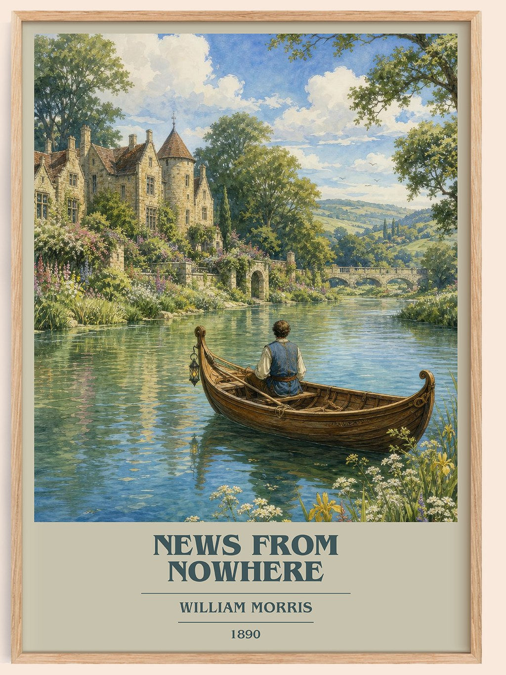 News from Nowhere book cover book poster by William Morris – framed literary art print