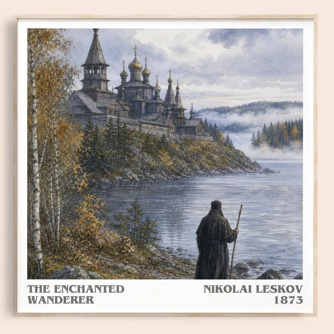 The Enchanted Wanderer literary book poster by Nikolai Leskov – framed literary art print