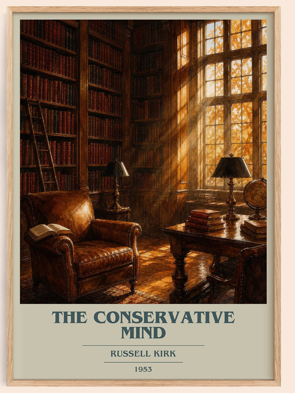 The Conservative Mind book cover book poster by Russell Kirk – framed literary art print
