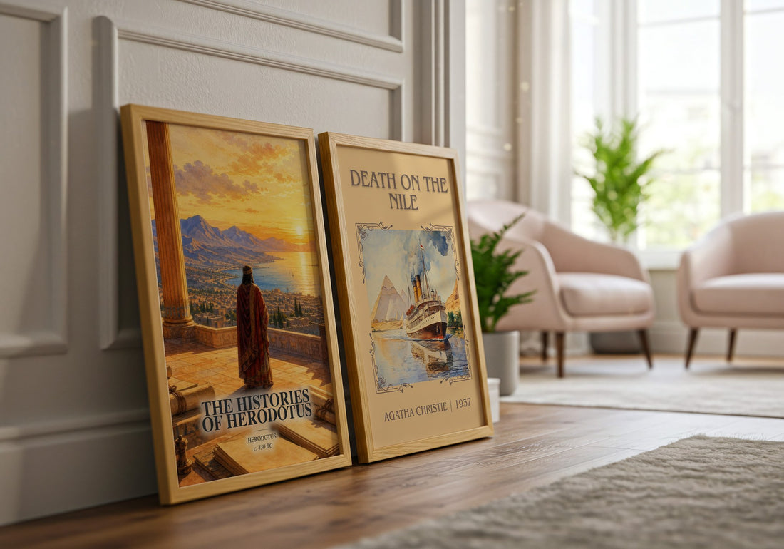 The Histories of Herodotus watercolour print framed by window – literary home decor