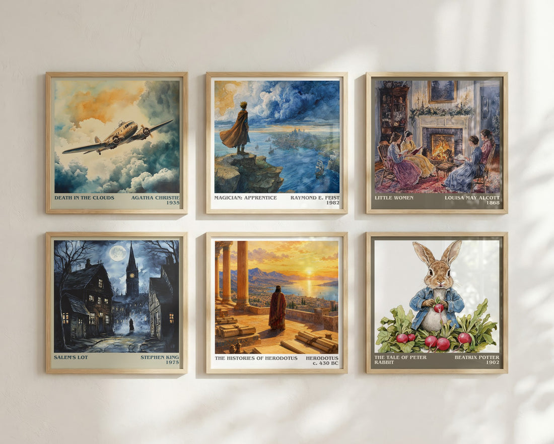 The Histories of Herodotus literary print in frame leaning in hallway – non fiction wall art