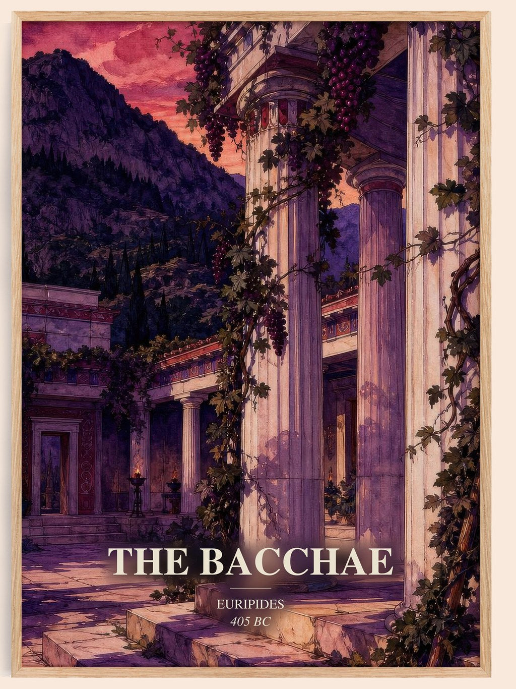 The Bacchae watercolour book poster by Euripides – framed literary art print