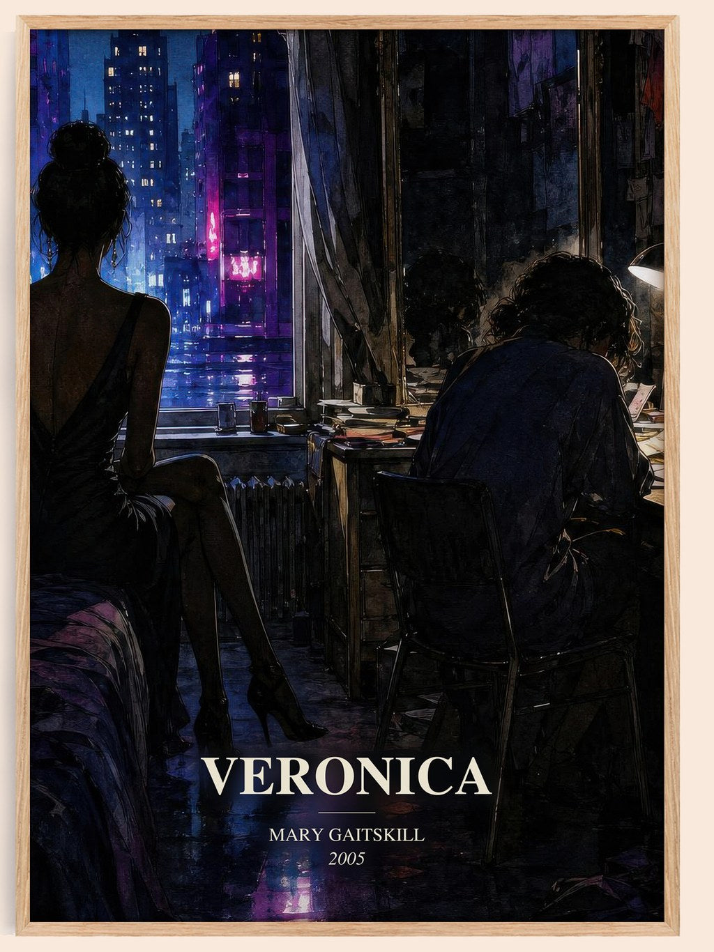 Veronica watercolour book poster by Mary Gaitskill – framed literary art print