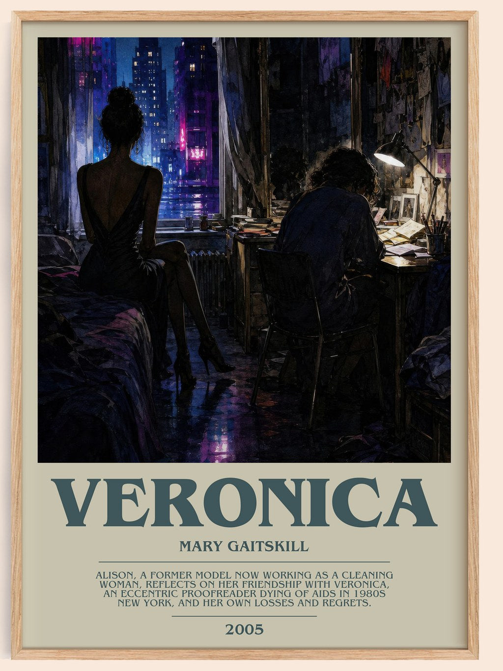 Veronica bookish book poster by Mary Gaitskill – framed literary art print