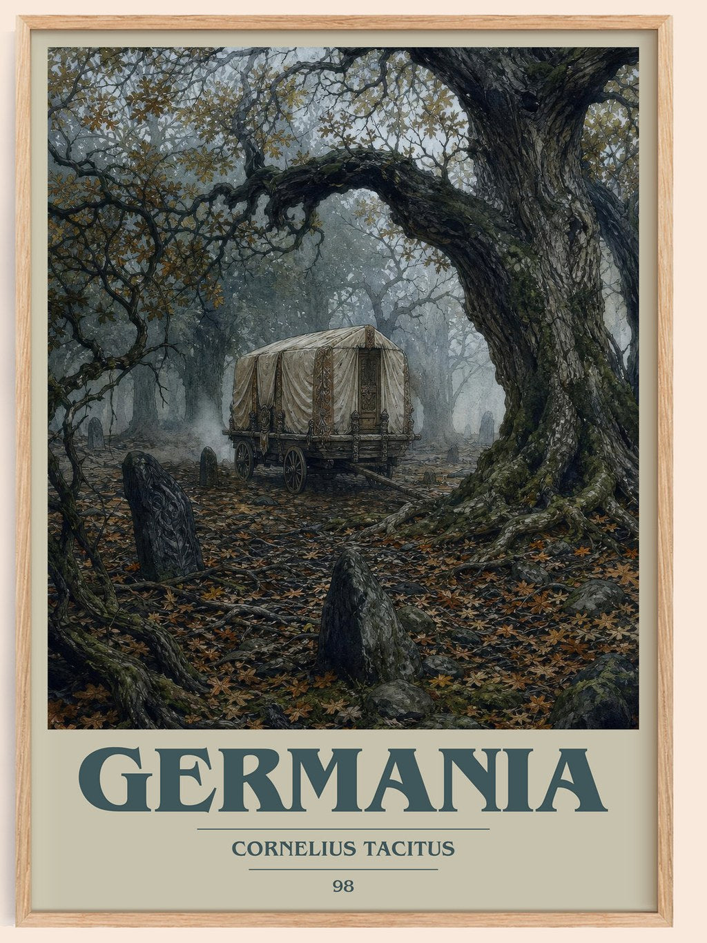 Germania book cover book poster by Cornelius Tacitus – framed literary art print