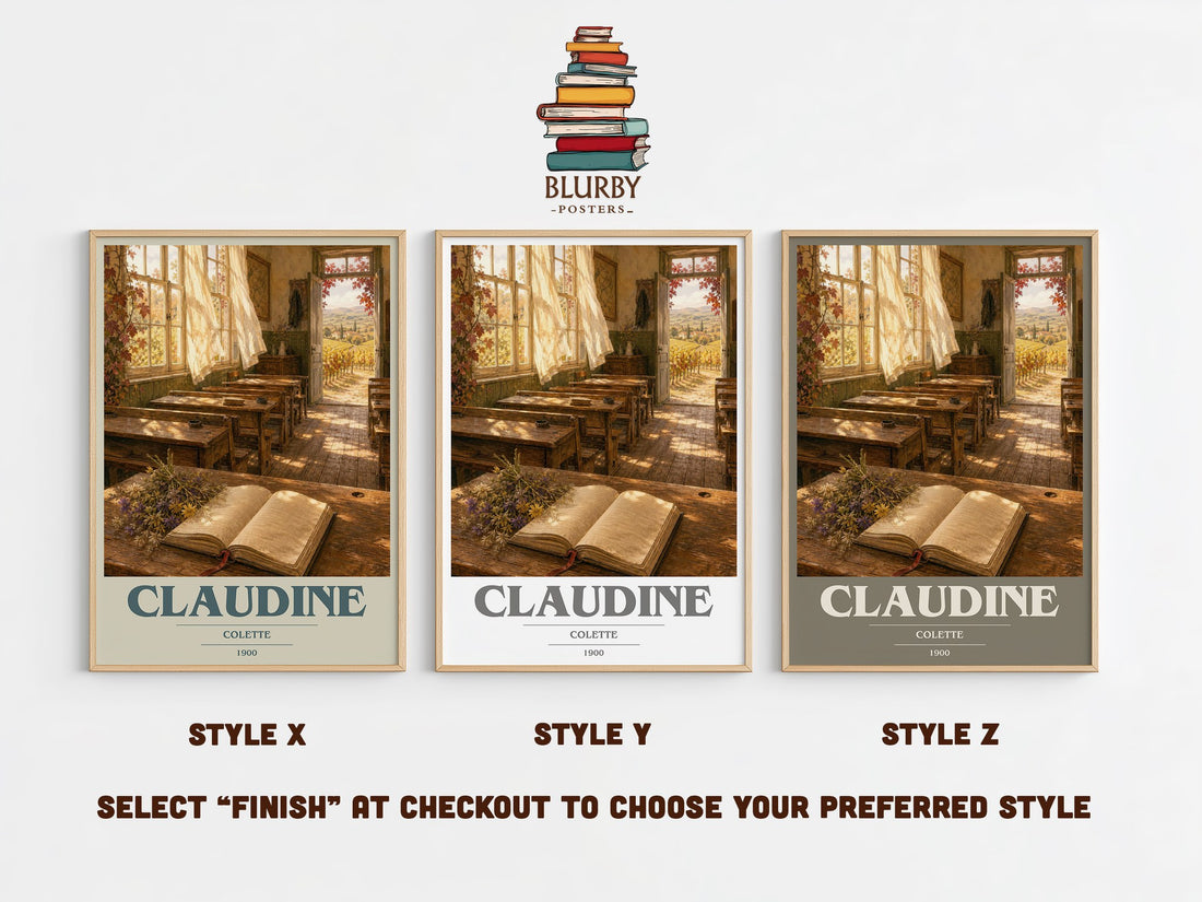Claudine book cover print in frame leaning in hallway – coming of age wall art (mockup)