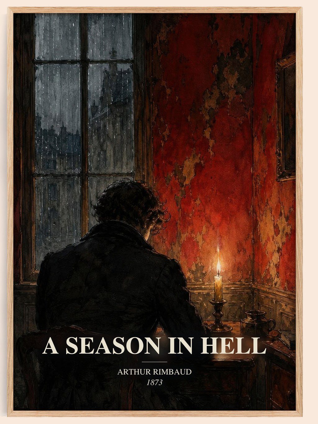 A Season in Hell watercolour book poster by Arthur Rimbaud – framed literary art print