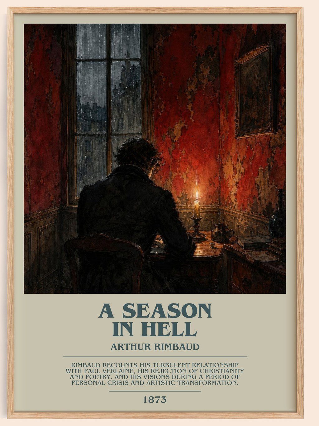 A Season in Hell bookish book poster by Arthur Rimbaud – framed literary art print