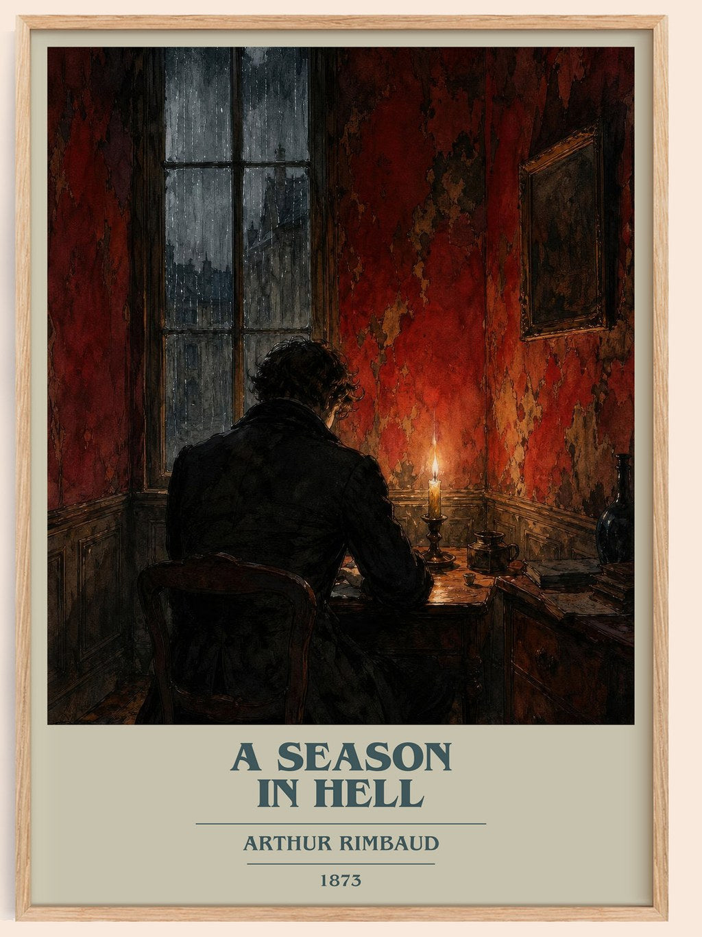 A Season in Hell book cover book poster by Arthur Rimbaud – framed literary art print