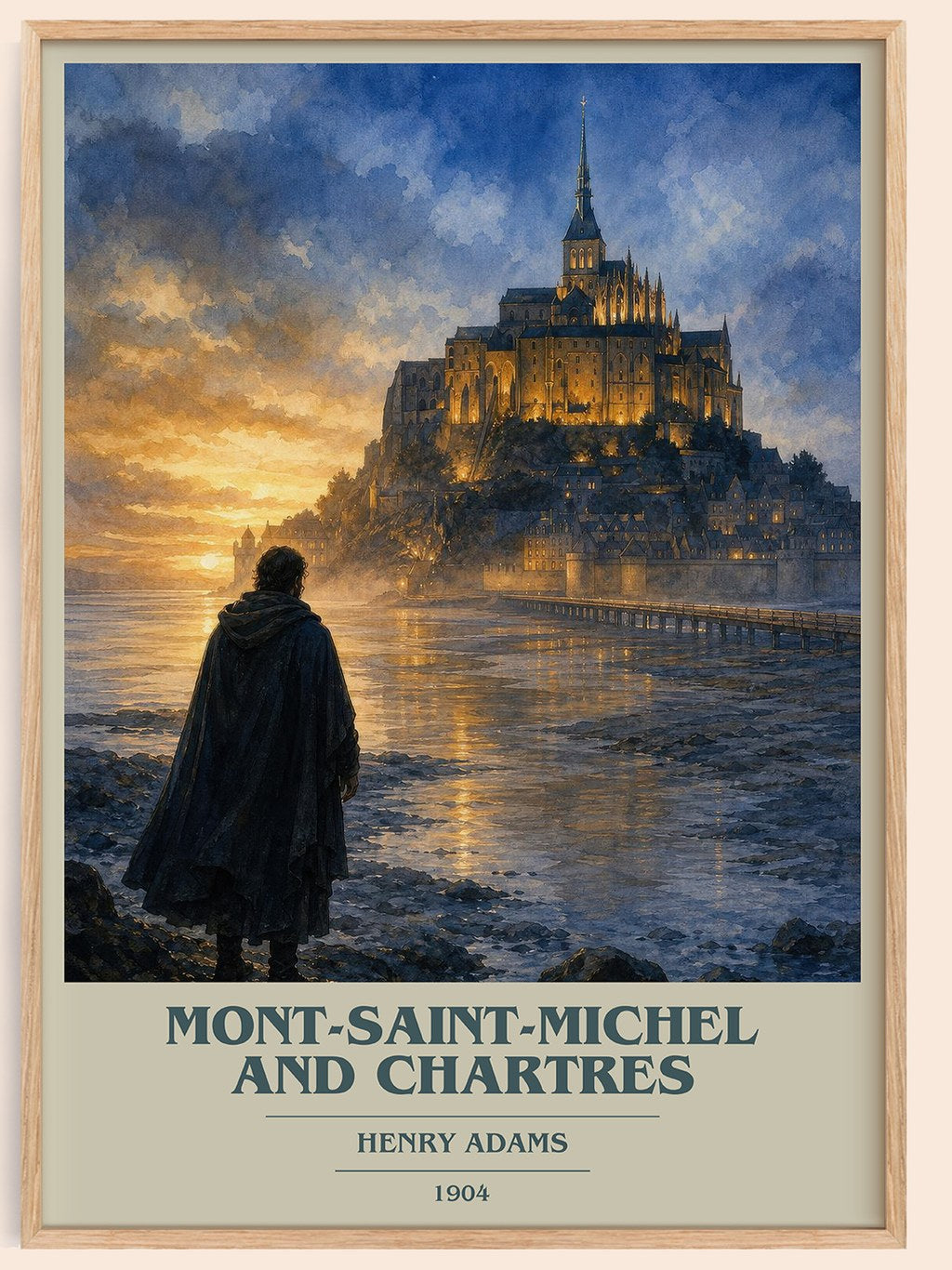 Mont-Saint-Michel and Chartres book cover book poster by Henry Adams – framed literary art print