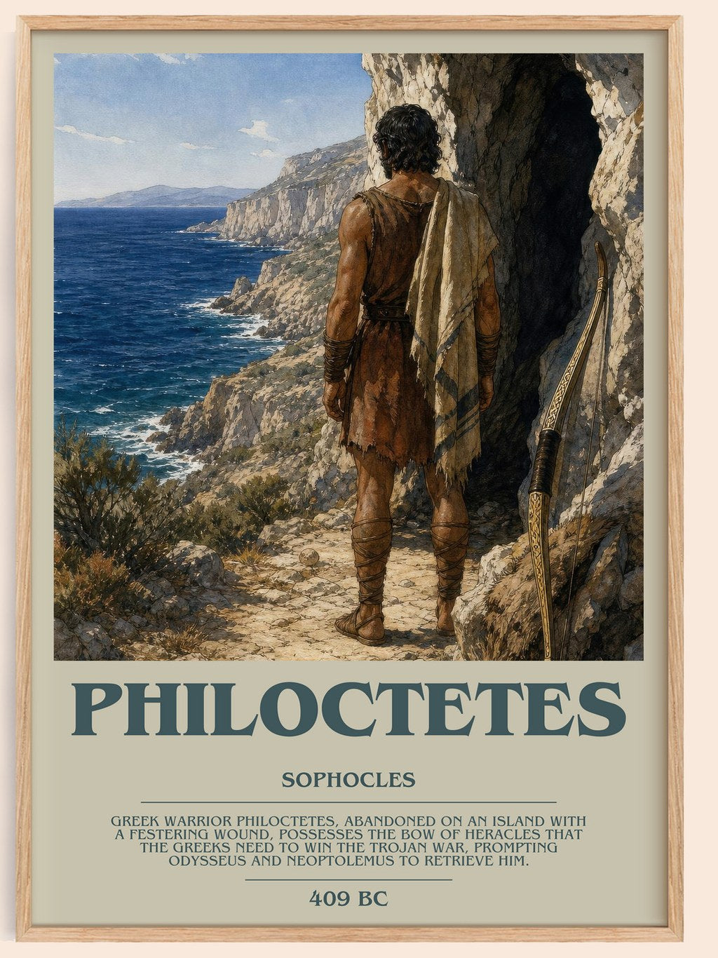 Philoctetes bookish book poster by Sophocles – framed literary art print