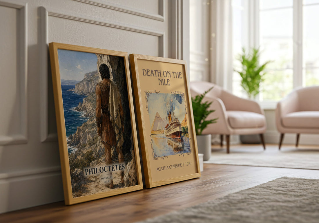 Philoctetes watercolour print framed by window – literary home decor