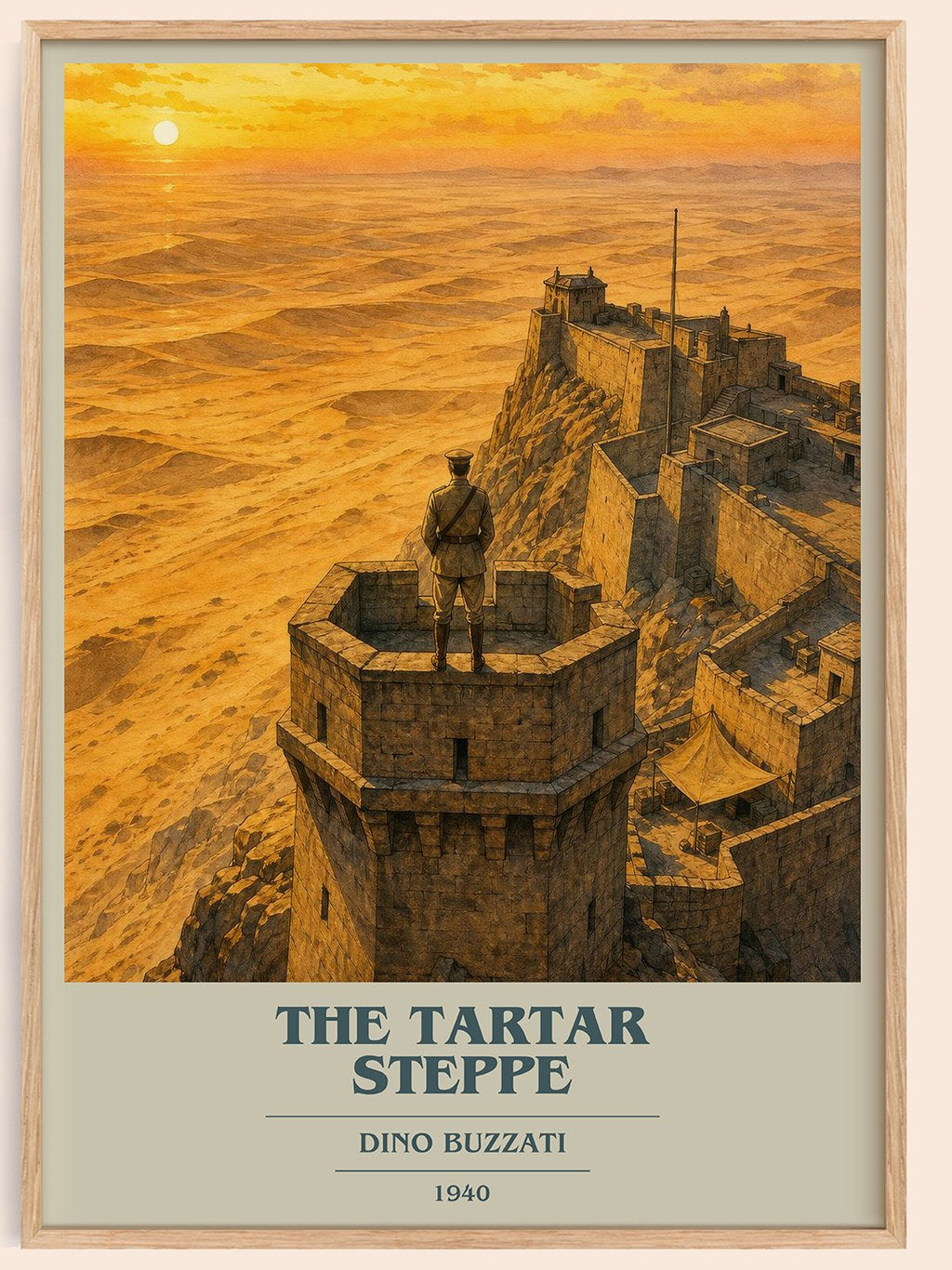 The Tartar Steppe book cover book poster by Dino Buzzati – framed literary art print