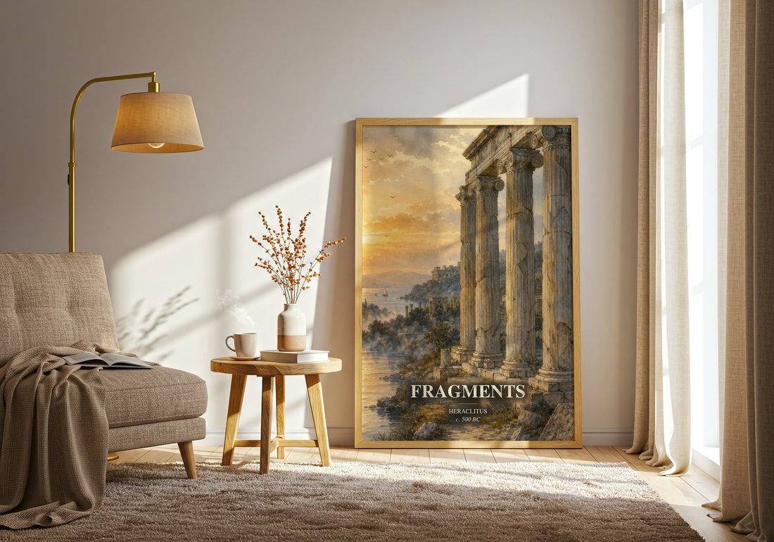 Fragments watercolour print in frame leaning in hallway – philosophy wall art