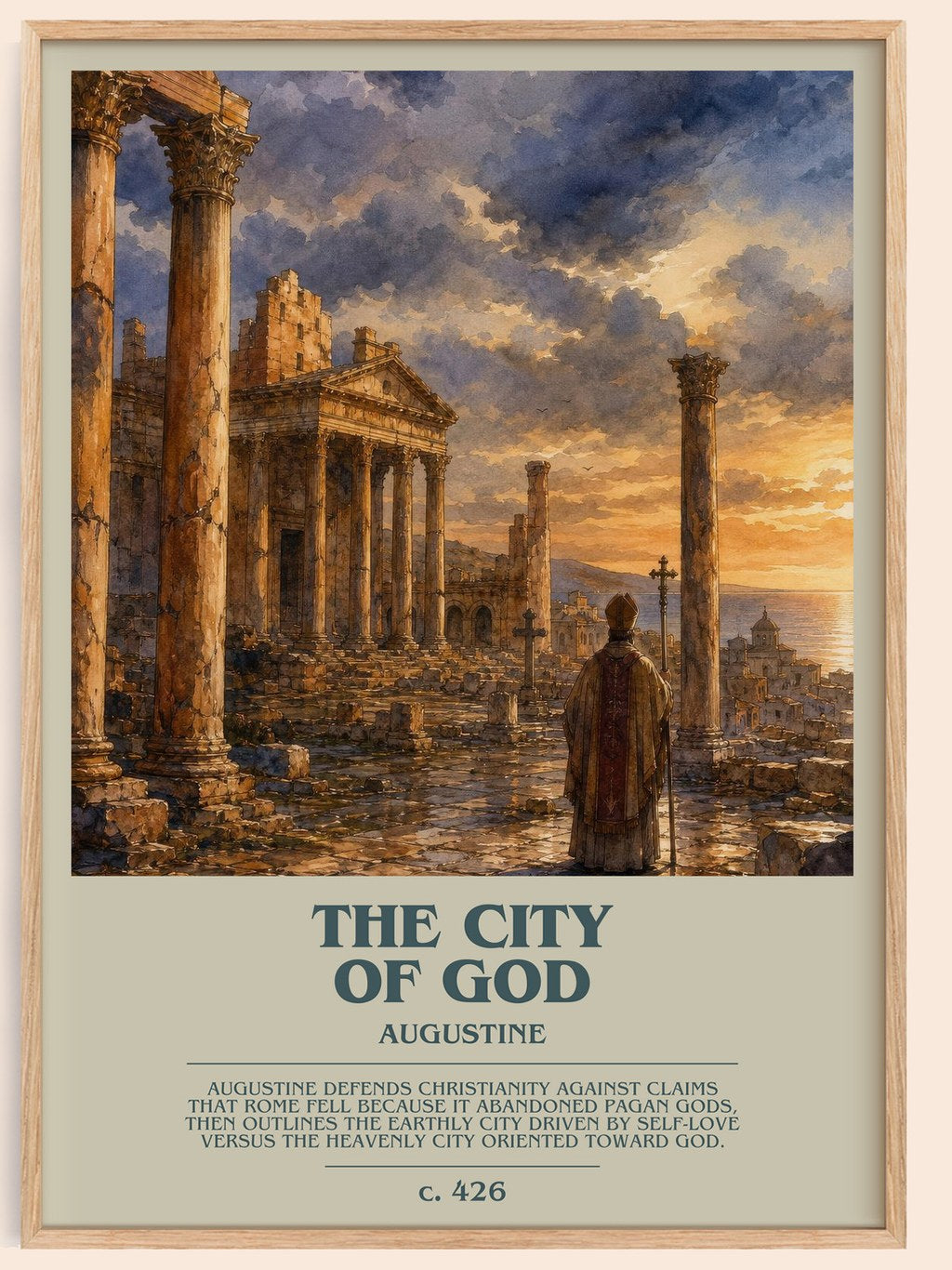 The City of God bookish book poster by Augustine – framed literary art print
