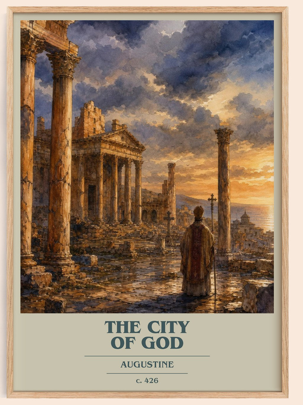 The City of God book cover book poster by Augustine – framed literary art print