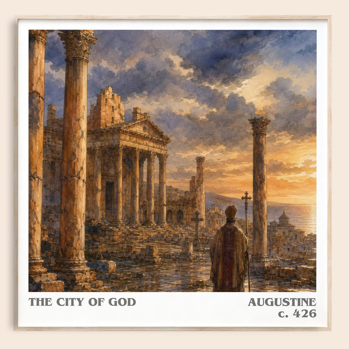 The City of God literary book poster by Augustine – framed literary art print