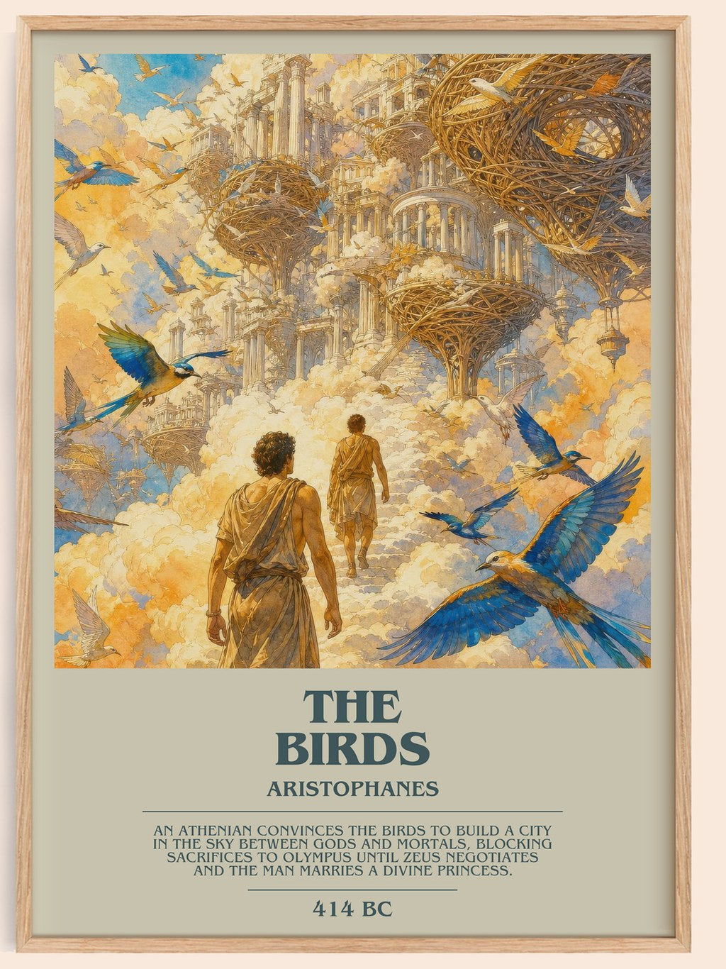 The Birds bookish book poster by Aristophanes – framed literary art print