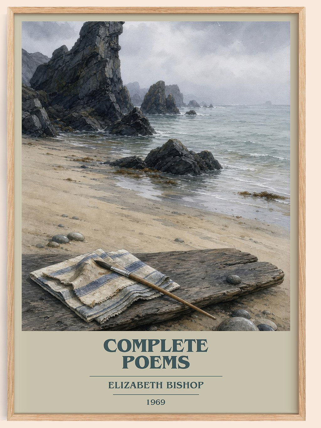 Complete Poems book cover book poster by Elizabeth Bishop – framed literary art print