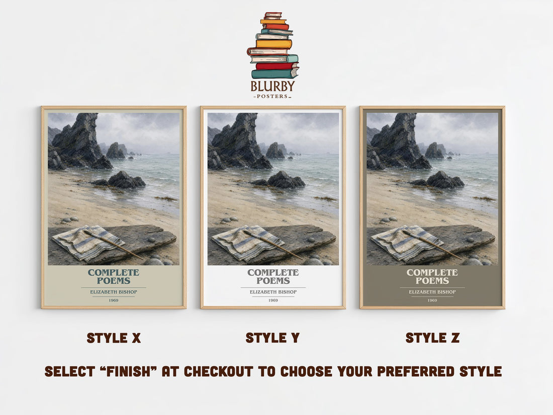 Complete Poems book cover print in frame leaning in hallway – poetry wall art (mockup)