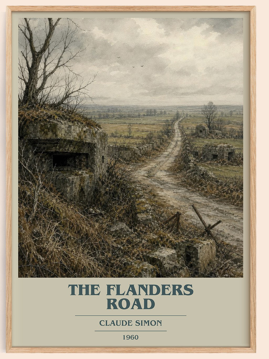 The Flanders Road book cover book poster by Claude Simon – framed literary art print