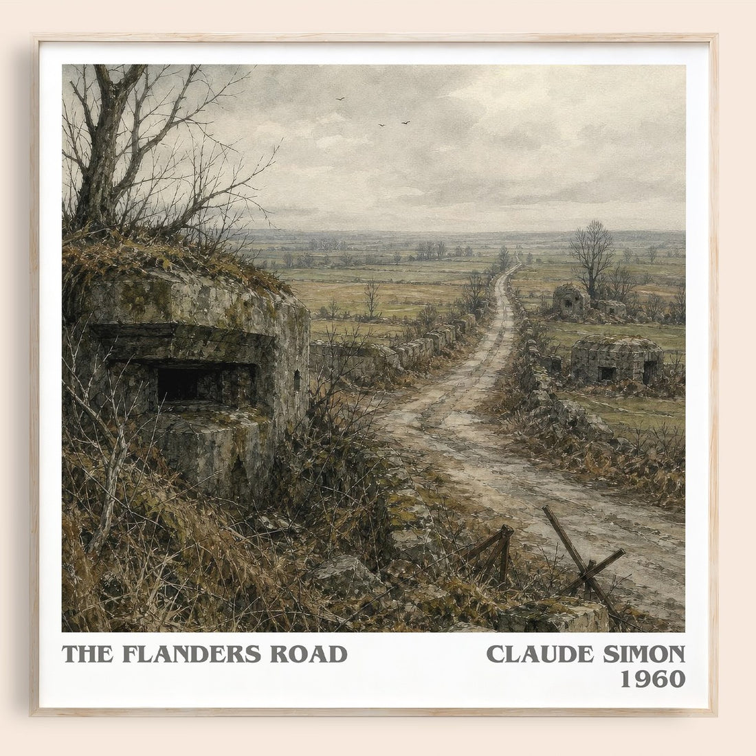 The Flanders Road literary book poster by Claude Simon – framed literary art print