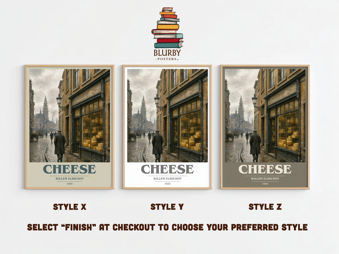 Cheese book cover print framed by window – literary home decor