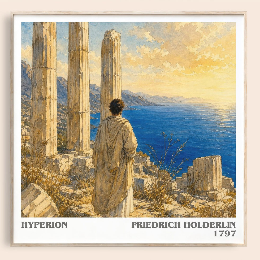Hyperion literary book poster by Friedrich Holderlin – framed literary art print