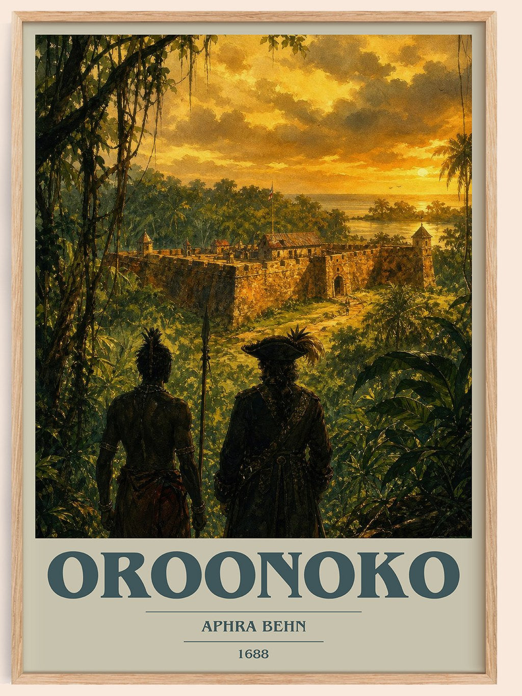 Oroonoko book cover book poster by Aphra Behn – framed literary art print
