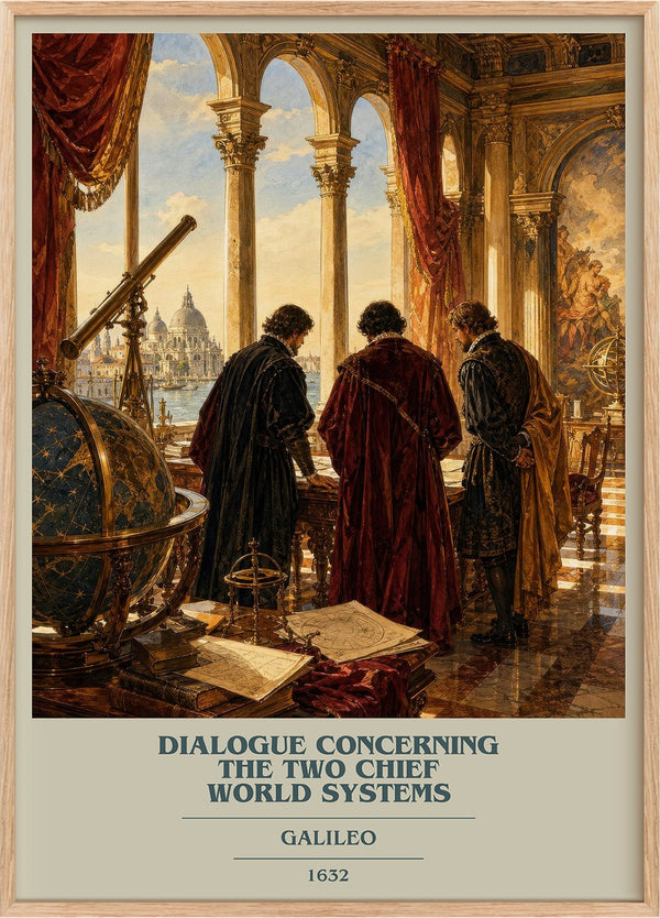 Dialogue Concerning the Two Chief World Systems Book Cover Poster by Galileo