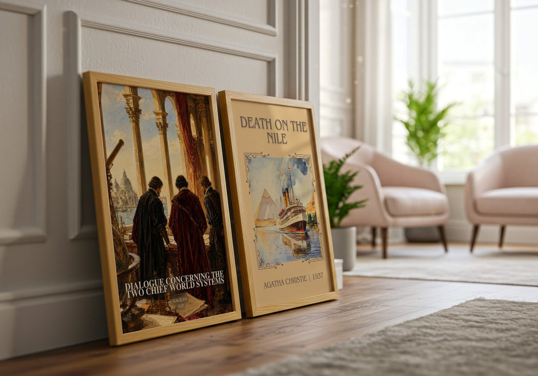 Dialogue Concerning the Two Chief World Systems watercolour print framed by window – literary home decor