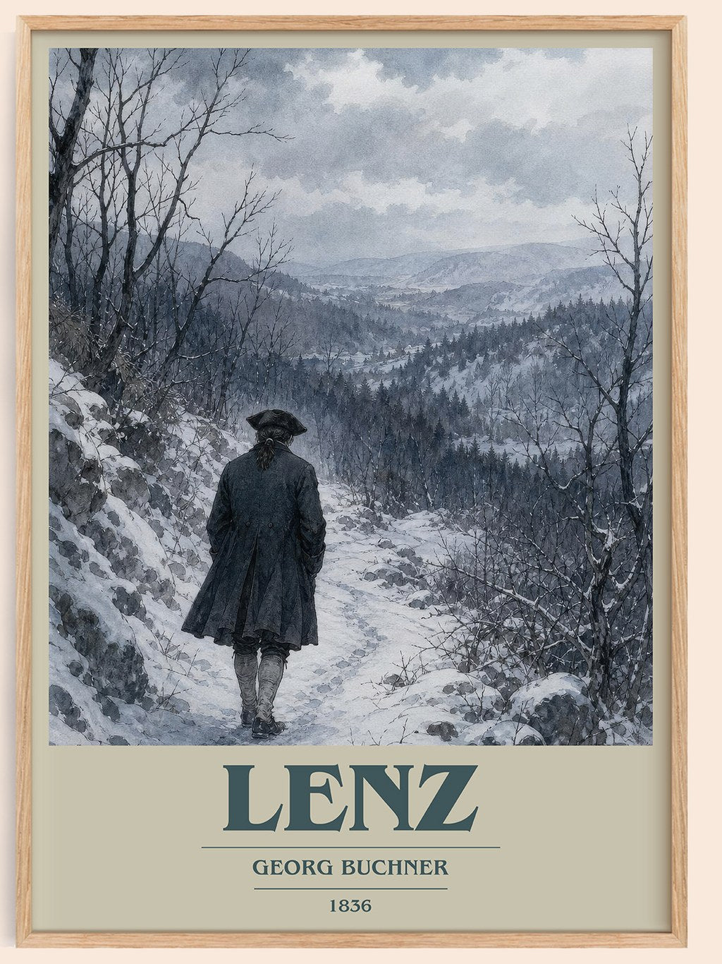 Lenz book cover book poster by Georg Buchner – framed literary art print