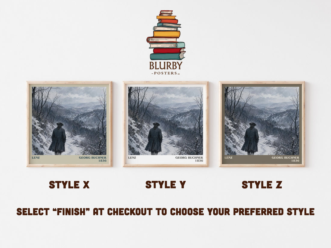 Lenz literary print in frame leaning in hallway – literary fiction wall art (mockup)