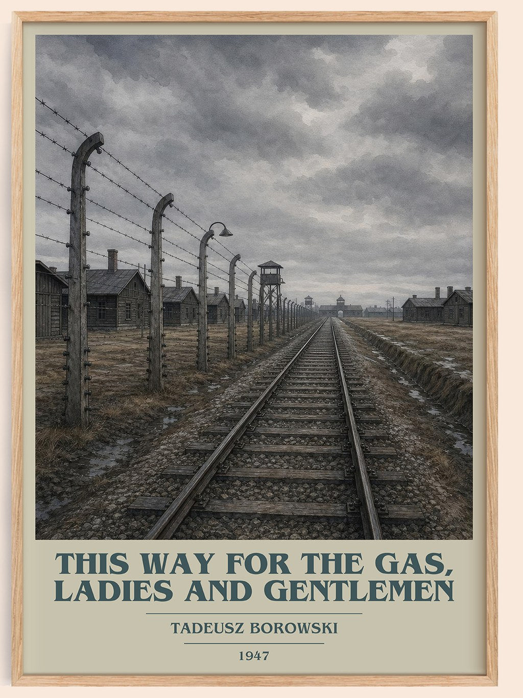 This Way for the Gas, Ladies and Gentlemen book cover book poster by Tadeusz Borowski – framed literary art print
