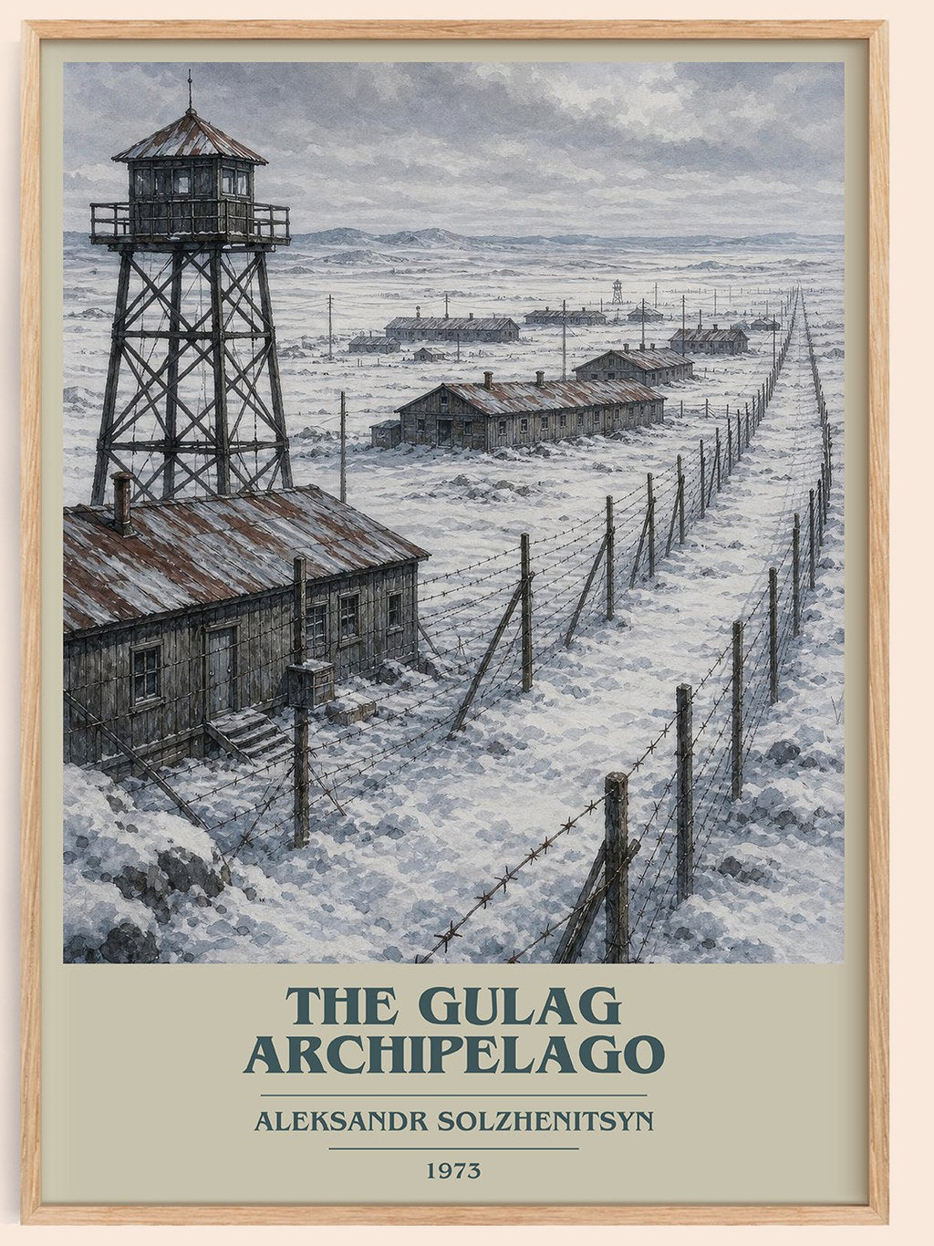 The Gulag Archipelago book cover book poster by Aleksandr Solzhenitsyn – framed literary art print