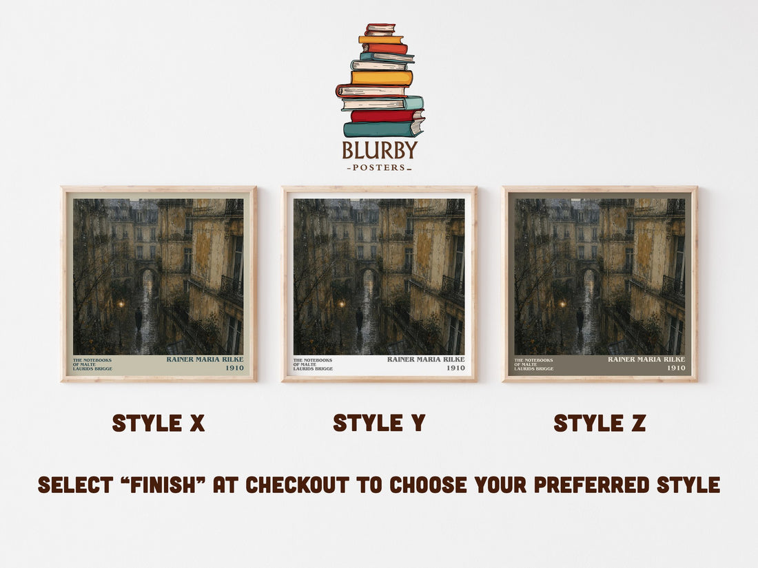 The Notebooks of Malte Laurids Brigge literary print in frame leaning in hallway – literary fiction wall art (mockup)