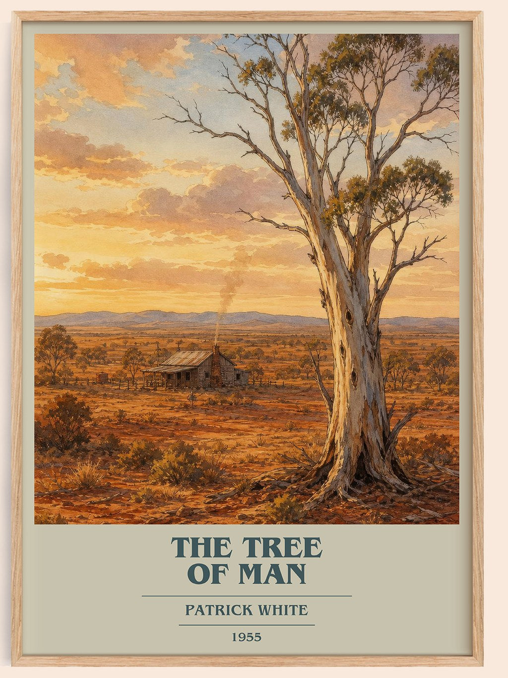 The Tree of Man book cover book poster by Patrick White – framed literary art print
