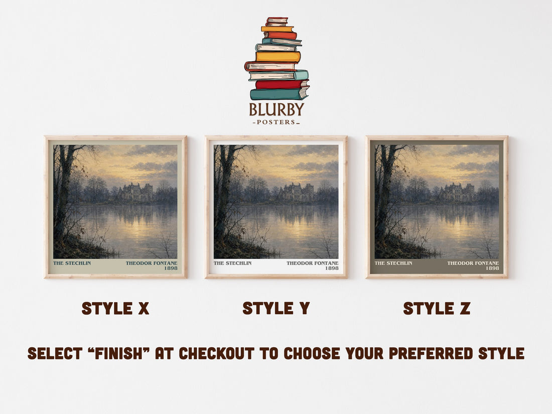 The Stechlin literary print in frame leaning in hallway – classic literature wall art (mockup)