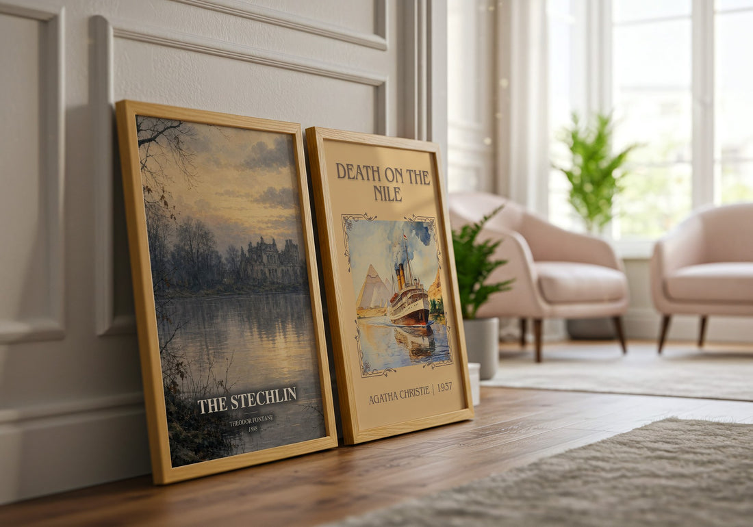 The Stechlin watercolour print framed by window – literary home decor