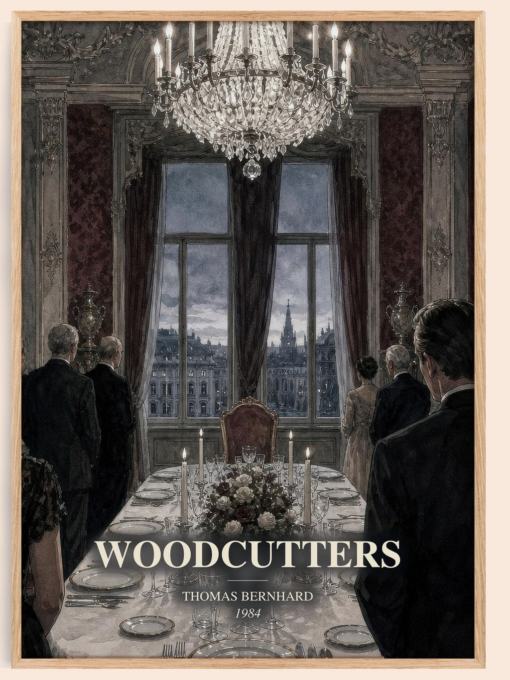 Woodcutters watercolour book poster by Thomas Bernhard – framed literary art print