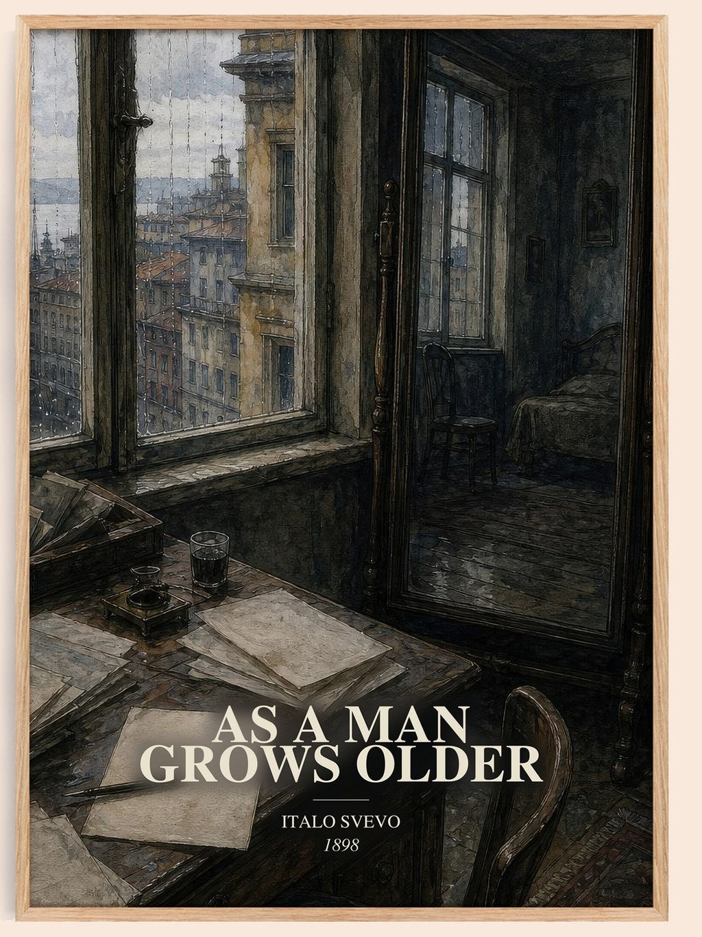 As A Man Grows Older watercolour book poster by Italo Svevo – framed literary art print