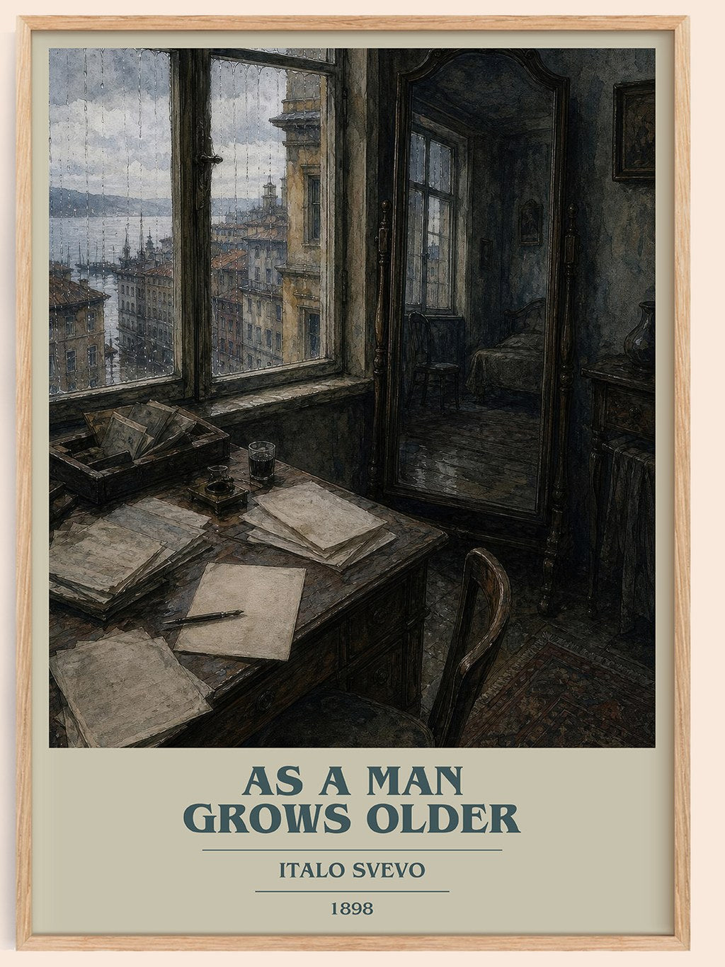 As A Man Grows Older book cover book poster by Italo Svevo – framed literary art print