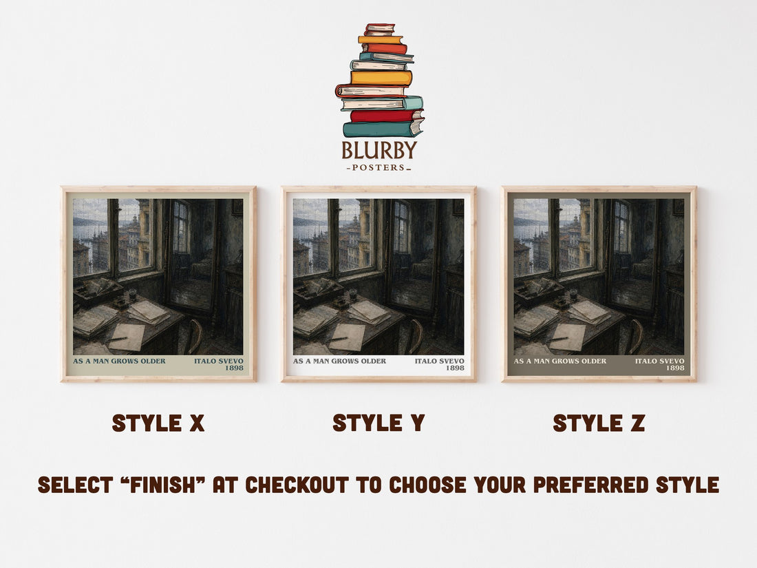 As A Man Grows Older literary print in frame leaning in hallway – literary fiction wall art (mockup)