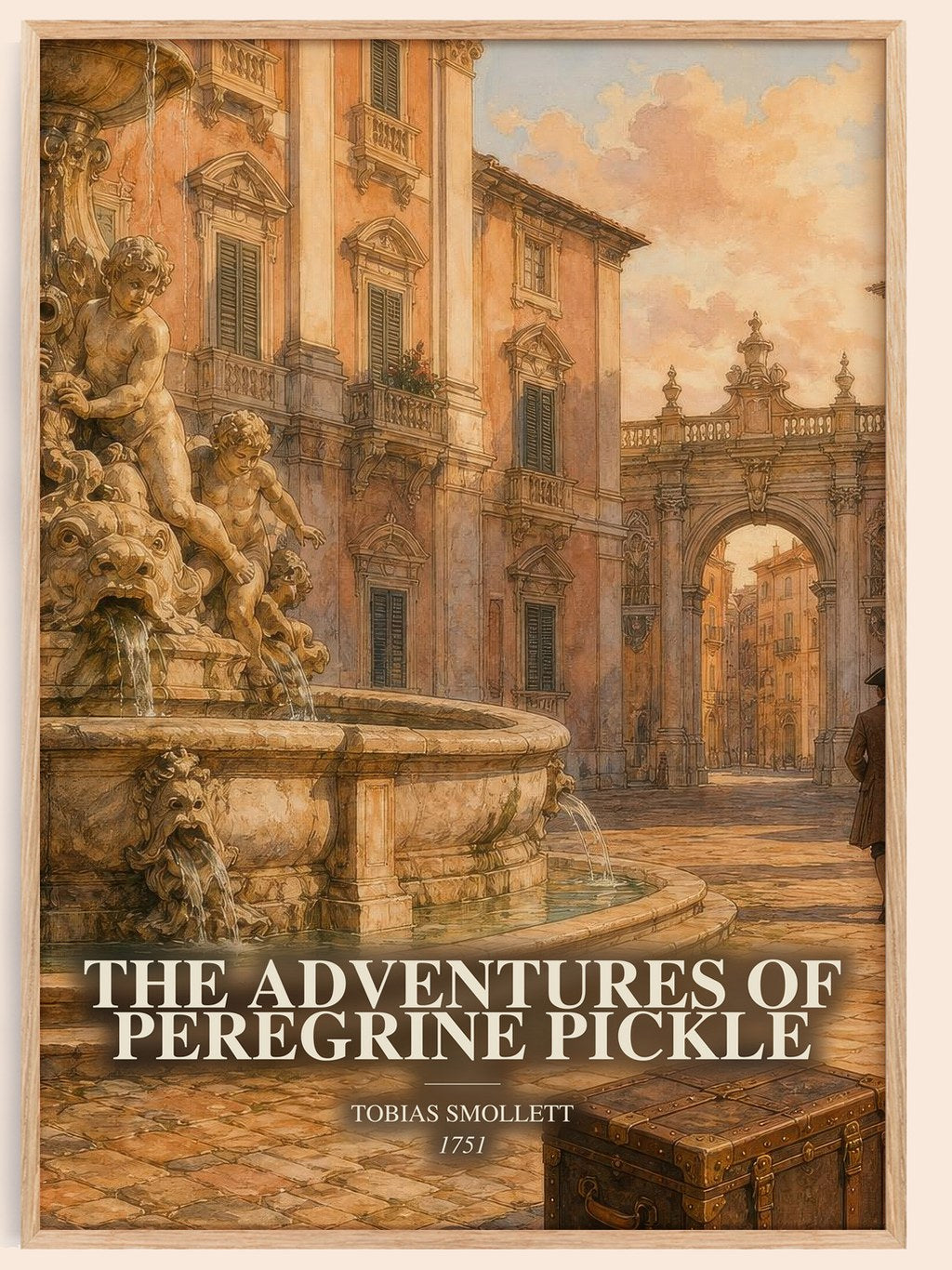 The Adventures of Peregrine Pickle watercolour book poster by Tobias Smollett – framed literary art print