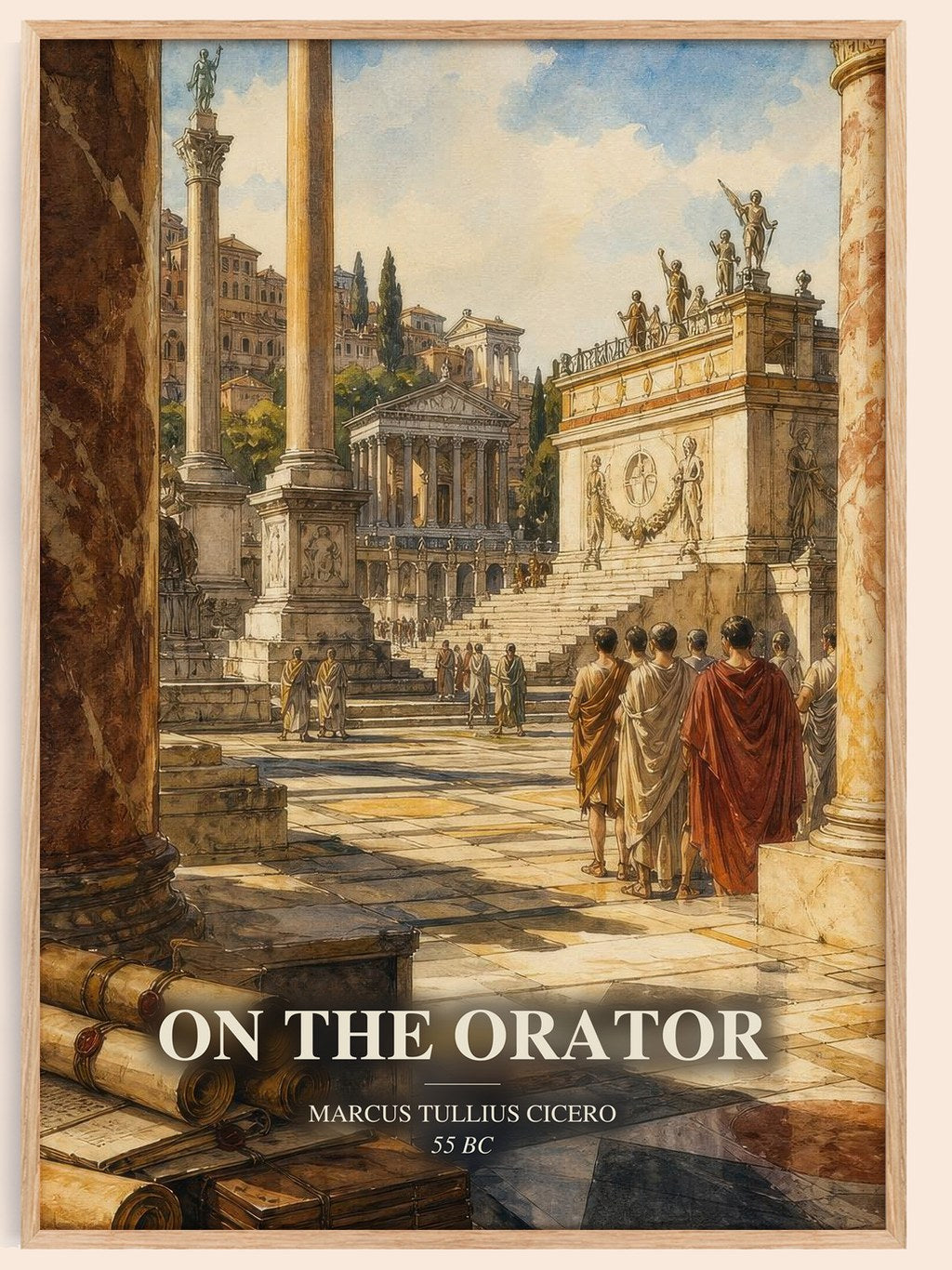 On The Orator watercolour book poster by Marcus Tullius Cicero – framed literary art print
