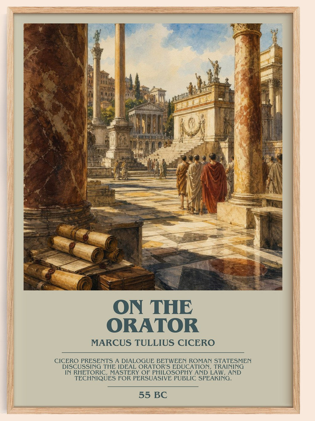 On The Orator bookish book poster by Marcus Tullius Cicero – framed literary art print