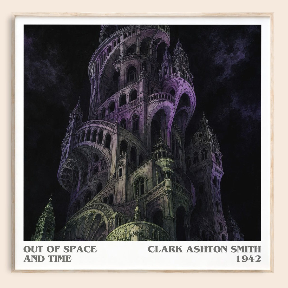Out Of Space And Time literary book poster by Clark Ashton Smith – framed literary art print