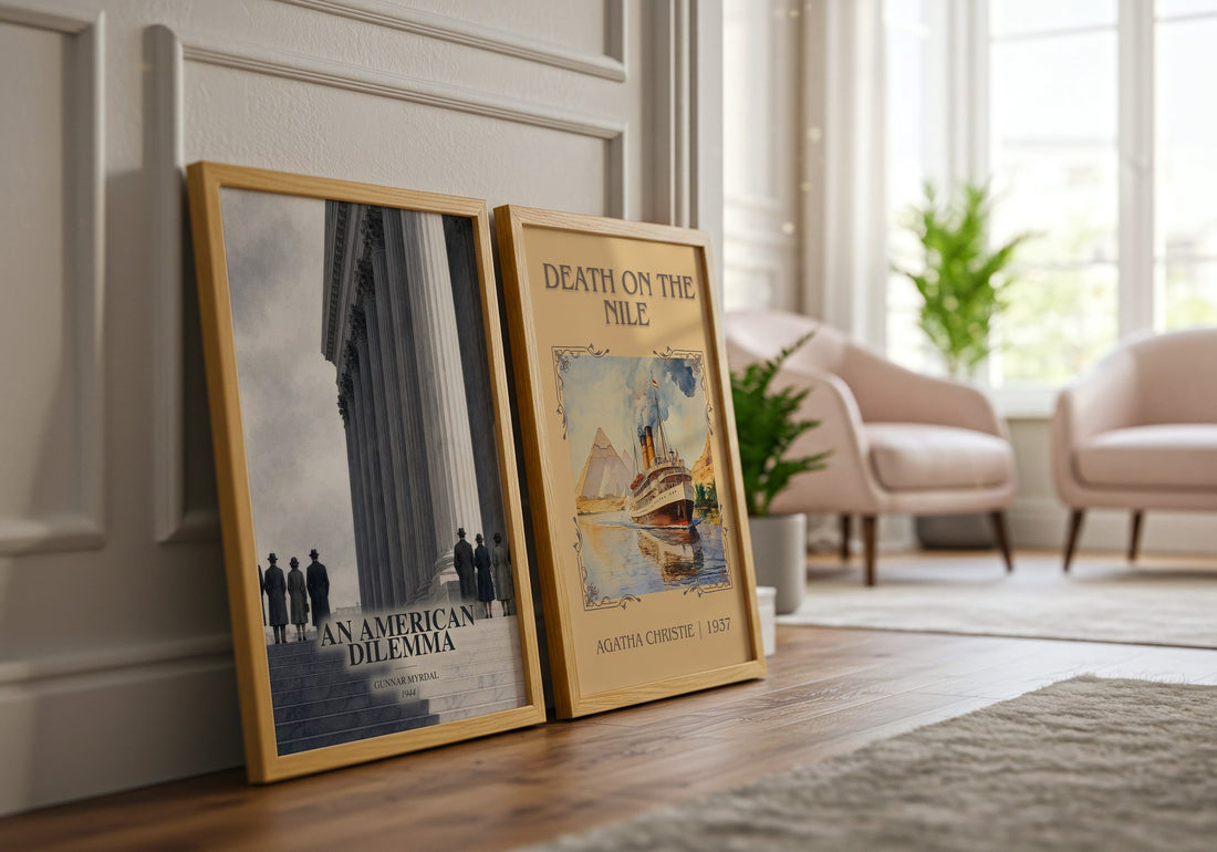 An American Dilemma watercolour print framed by window – literary home decor