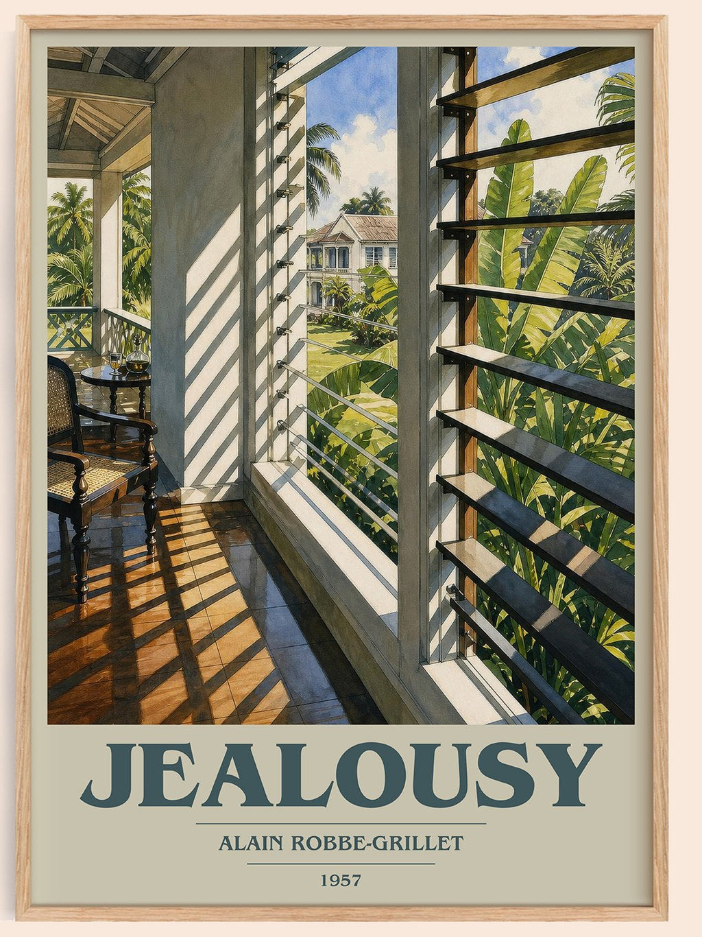 Jealousy book cover book poster by Alain Robbe-Grillet – framed literary art print